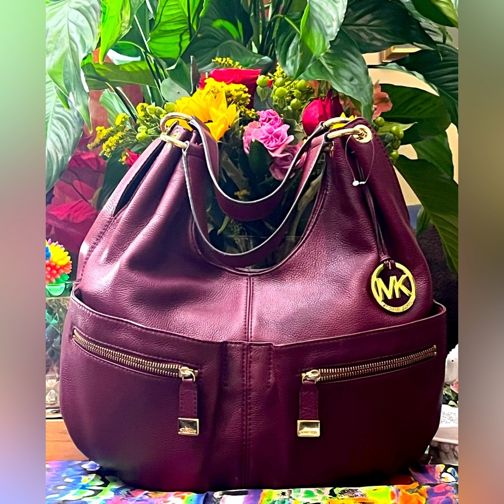 Michael Kors Burgundy Leather Shoulder Bag
